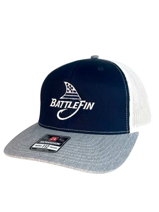 Battlefin Richardson 112 Trucker Hat – Tri-Color Navy/White
